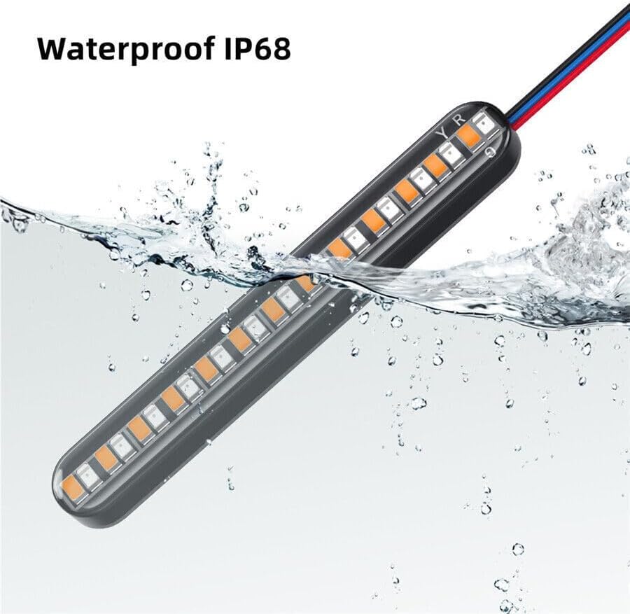 ya 23 10.7 baidi 2 x Dual Color Motorcycle Flowing Turn Signal Rear Brake License Plate Light Bar