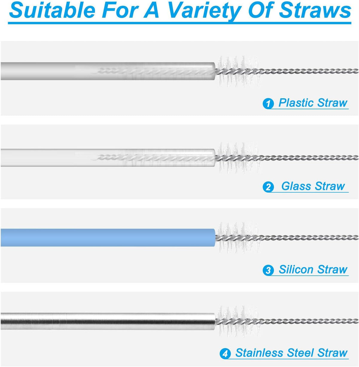 ya 26 10.21 baidi Long Straw Brush 12 Inch, 1 Set/12 Pcs Nylon Pipe Tube Cleaner, Black