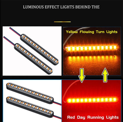 ya 23 10.7 baidi 2 x Dual Color Motorcycle Flowing Turn Signal Rear Brake License Plate Light Bar