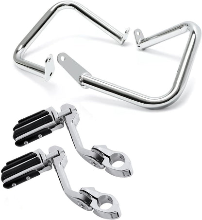 ya 4 8.8.2 KUAFU for Yamaha V-Star 400 650 XVS650 Engine Guard Crash Bar +Highway Foot Pegs