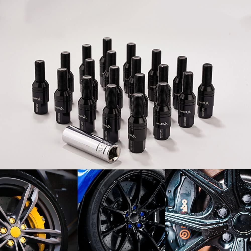 ya 10 9.16 baidi 20x Black M12x1.25 Wheelbase Bolts Tapered for SEAT Pegs 28mm Shank for Jeep for Chrysler -