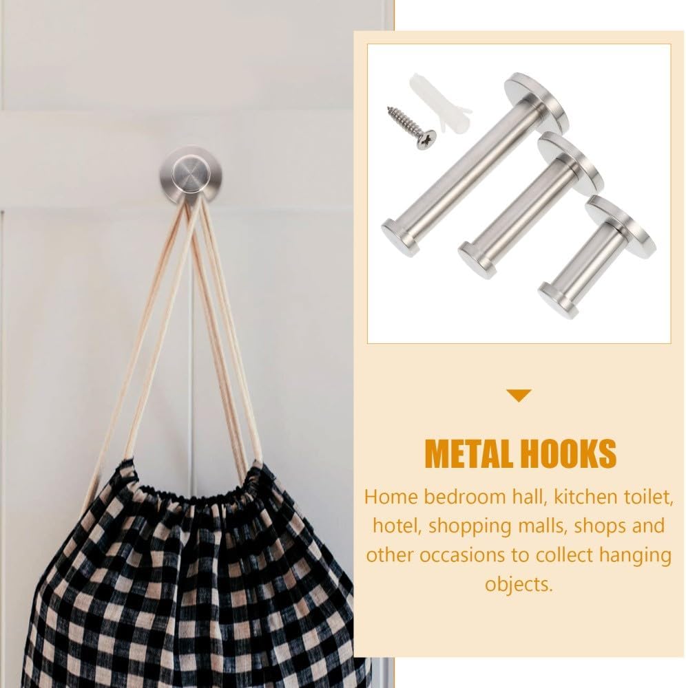 ya 26 10.21 baidi 3pcs Classic Stainless Steel Coat Hat Robe Hanger Bathroom Towel Hooks-2