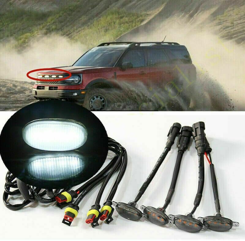 ya 4 8.14 for Ford Mustang Sport 2021-2023 Smoke Front Grille White LED Light Raptor Style 