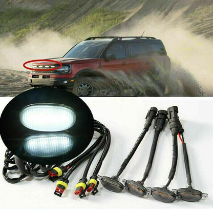 ya 4 8.14 for Ford Mustang Sport 2021-2023 Smoke Front Grille White LED Light Raptor Style 