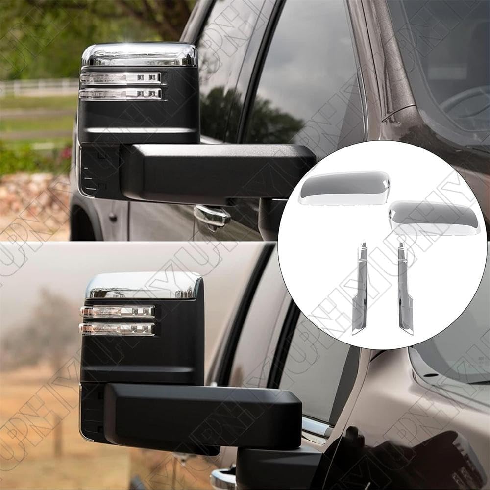 ya 4 8.14 Top&Side Mirror Cover Caps for Chevy Silverado for GMC for Sierra HD 2500 3500 2020-2023