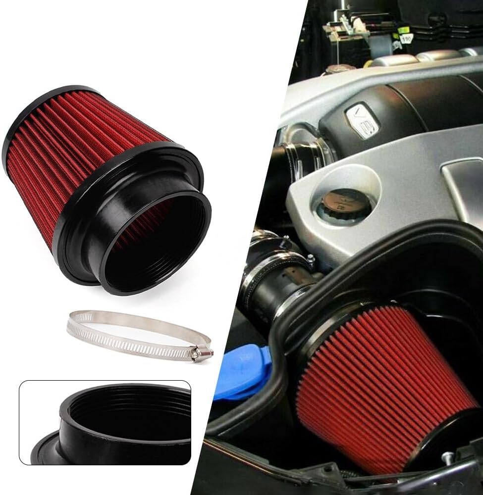 ya 13 9.15 baidi 4inch 100mm High Flow Inlet Cold Air Intake Cone Replacement Dry Air Filter Red