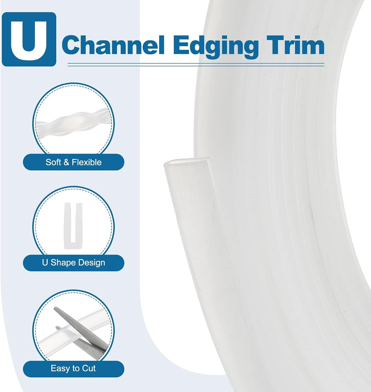 ya 26 10.21 baidi U Channel Edging Trim, 26.2 ft 0.39Wx0.06Tx0.16H Sheet Ed Guard Protector