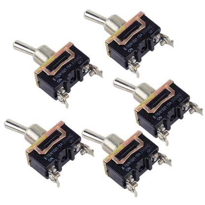ya 6 8.24 baidi 5 Pack SPST 2 Pin Auto Boat 15A 250V On/Off Rocker Toggle Switch with Waterproof Boot 