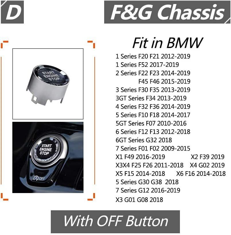 ya 8 8.24 baidi Silver Crystal Engine Start Stop Ignition Button Decor Cover for BMW X3 X4 X5 X6
