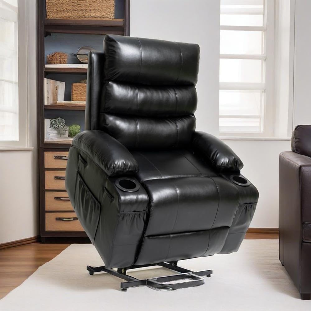 ya 28 10.13 baidi Black Lift Recliner,8-Point Vibration Massage, Lumbar Heat