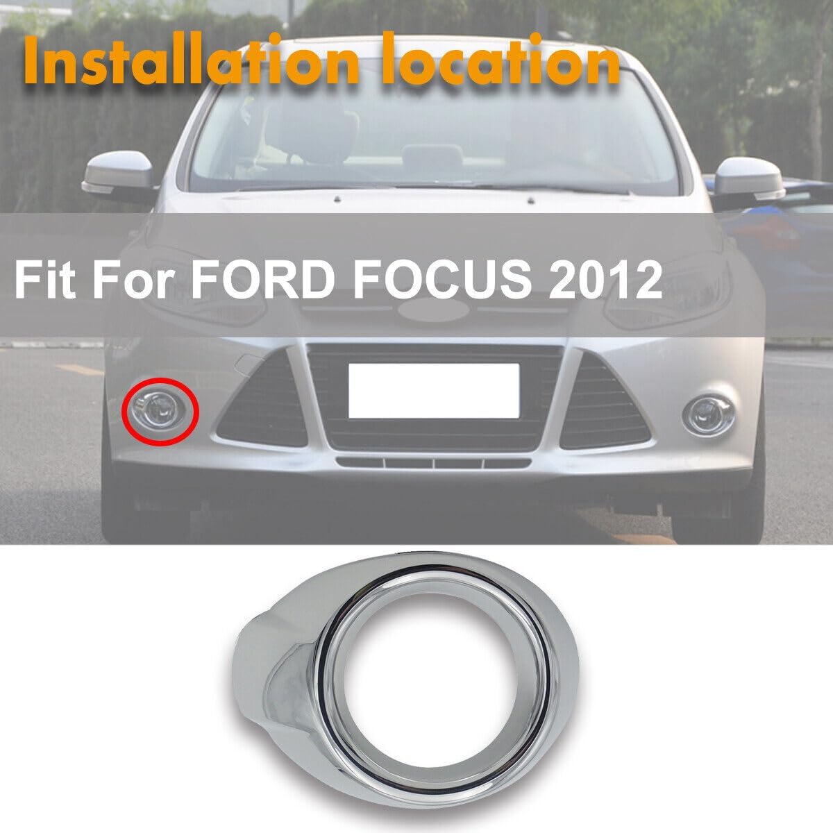 ya 7 8.24 baidi Chrome Front Fog Light Lamp Cover Trim Bezel Right Fit for Ford Focus 2012-2014