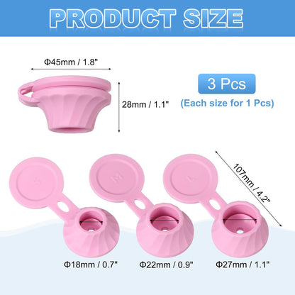 ya 14 9.20 baidi 3 Pcs Bottle Emptying Caps 3 Sizes Shampoo ide Down Bottle Caps, Pink-1