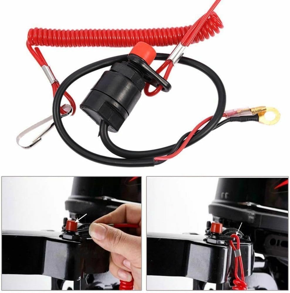 ya 2 8.15 Universal Boat Outboard Engine Motor Kill Stop Switch With Safety Tether Lanyard