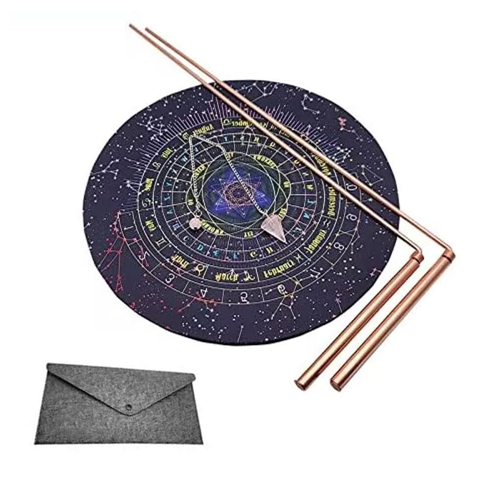 ya 16 10.20 baidi Copper Dowser - 2 Pieces dowsing rods + Dowser Pendulum + Fortune Teller mat
