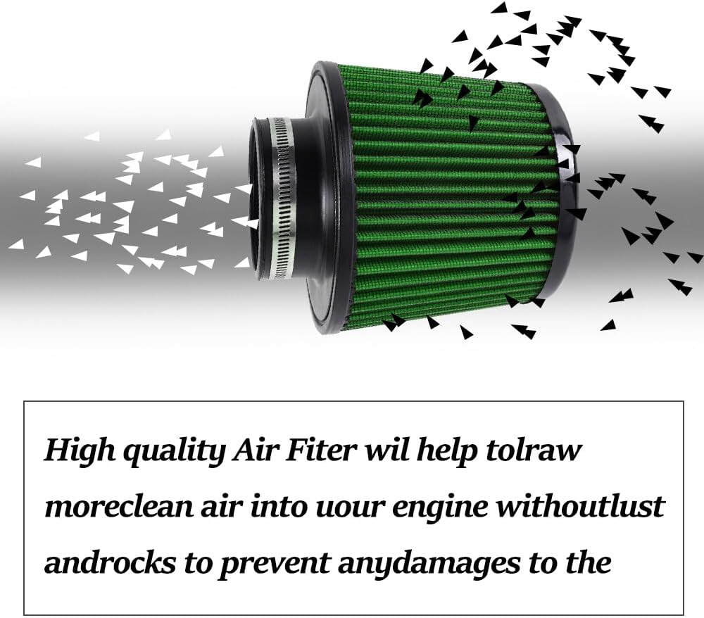 ya 13 9.15 baidi High Flow Inlet Cold Air Intake Cone Replacement Dry Air Filter Green 3 76mm