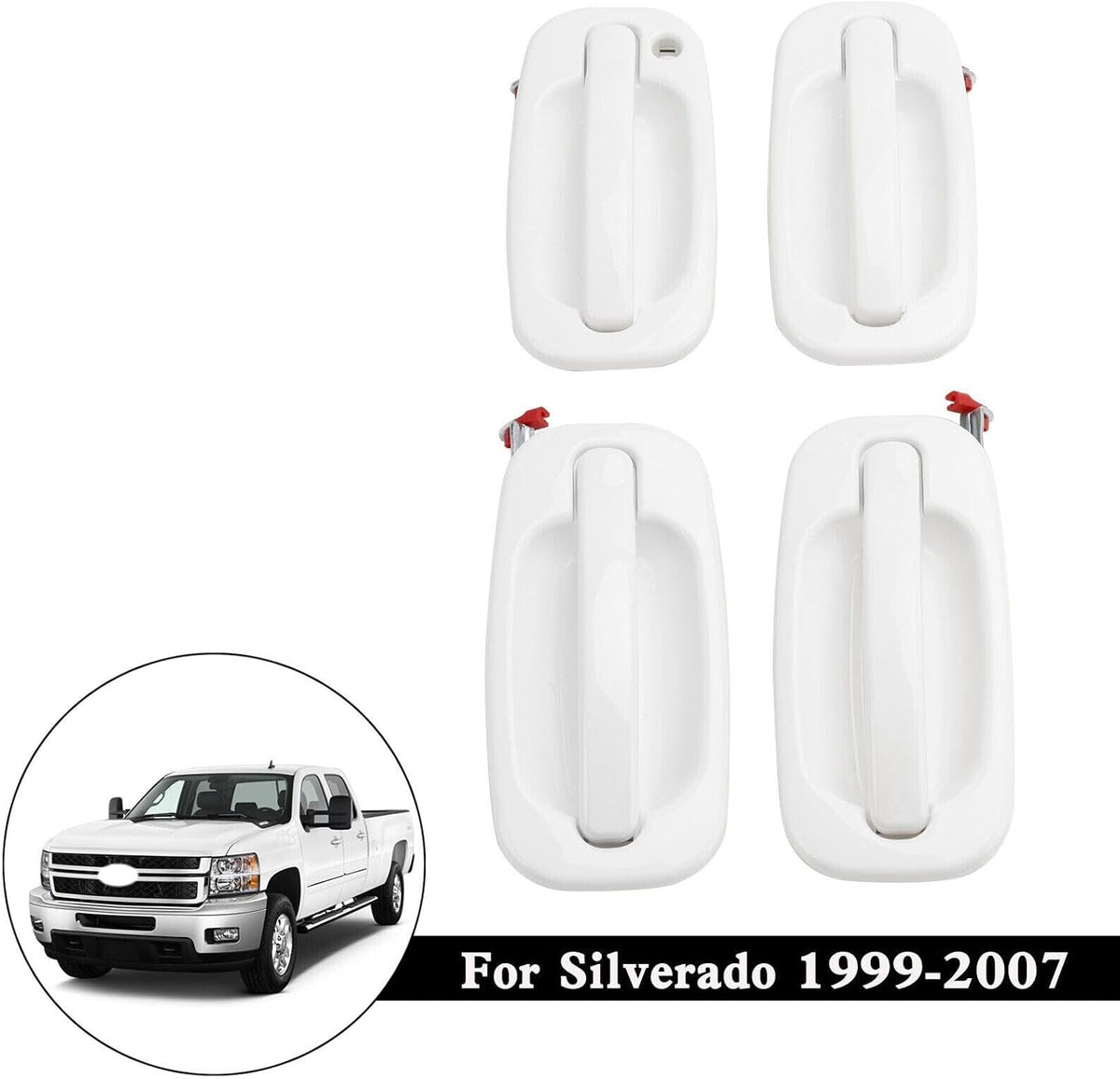 ya 10 9.16 baidi 4X Exterior Olympic White Painted Door Handle Set for 1999-07 for Silverado 19356468