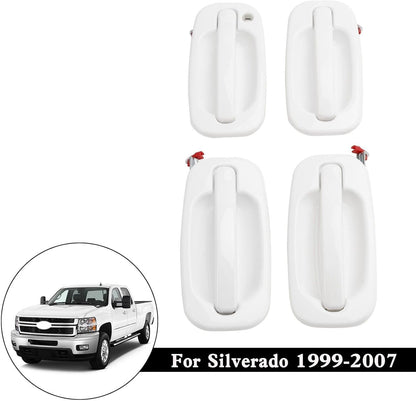 ya 10 9.16 baidi 4X Exterior Olympic White Painted Door Handle Set for 1999-07 for Silverado 19356468