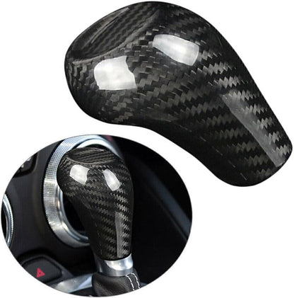 ya 4 8.14 Black Carbon Fiber Gear Shift Knob Cover Trim Fit for Chevrolet Camaro 2016-2020