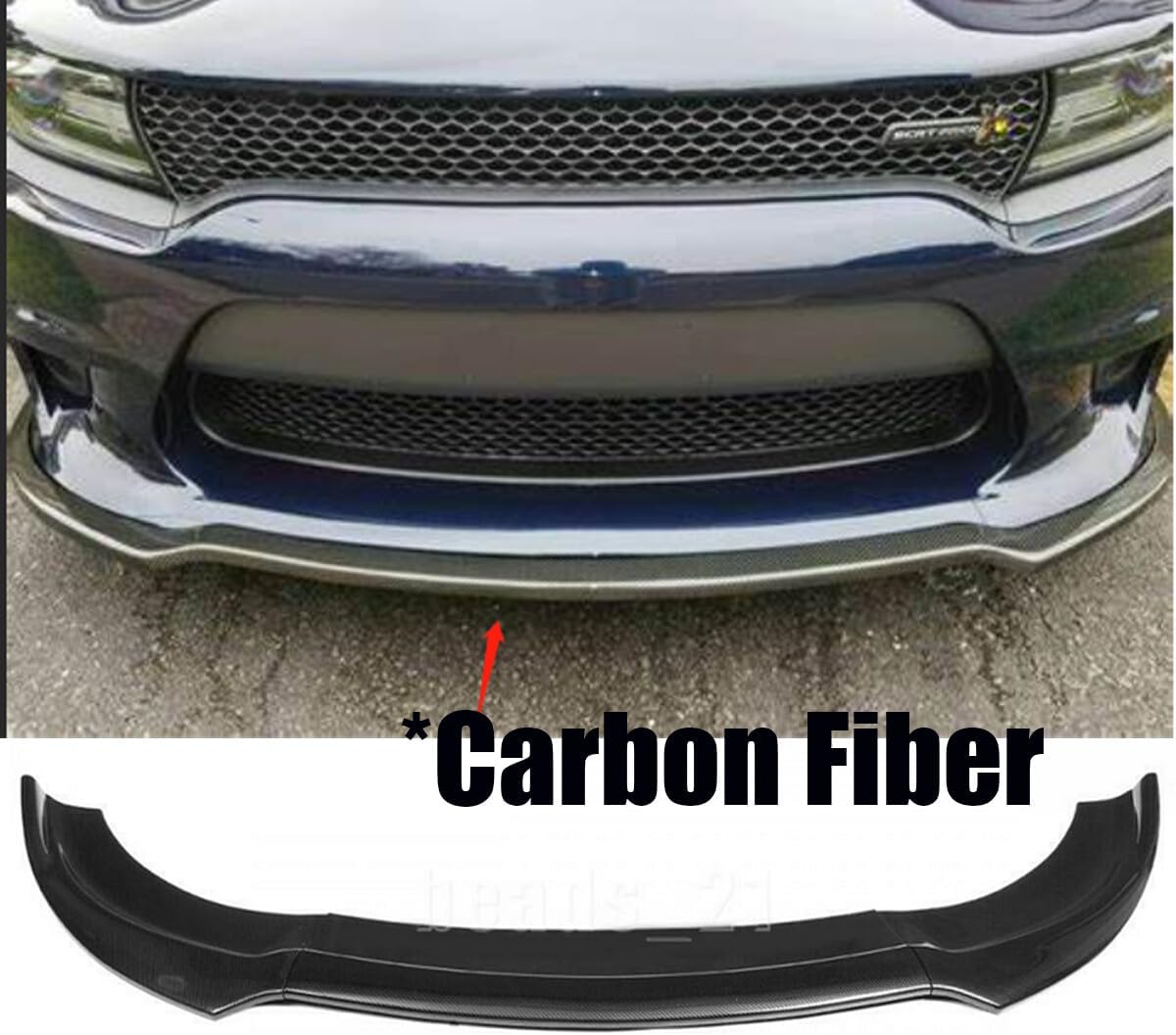 ya 2 8.15 V1 Style Front Bumper Lip Splitter for Dodge for Charger SRT 2015-2021 Carbon Fiber