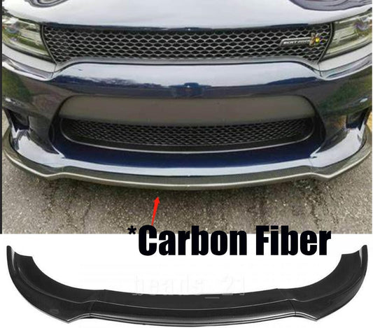 ya 2 8.15 V1 Style Front Bumper Lip Splitter for Dodge for Charger SRT 2015-2021 Carbon Fiber
