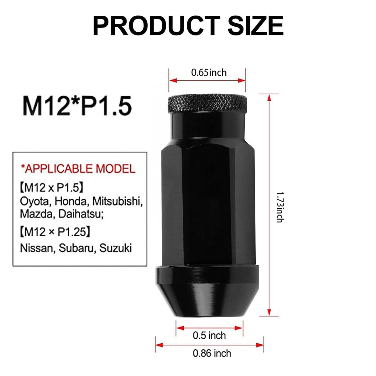 ya 10 9.16 baidi 20pcs Black Racing Extended Open End Tip Steel Wheel Lug Nuts M12x1.5+ Adapter