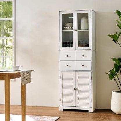 ya 28 10.13 baidi For Kitchen 67 Tall Kitchen Pantry Cabinet White ¨C Doors+Shelves+Drawer St