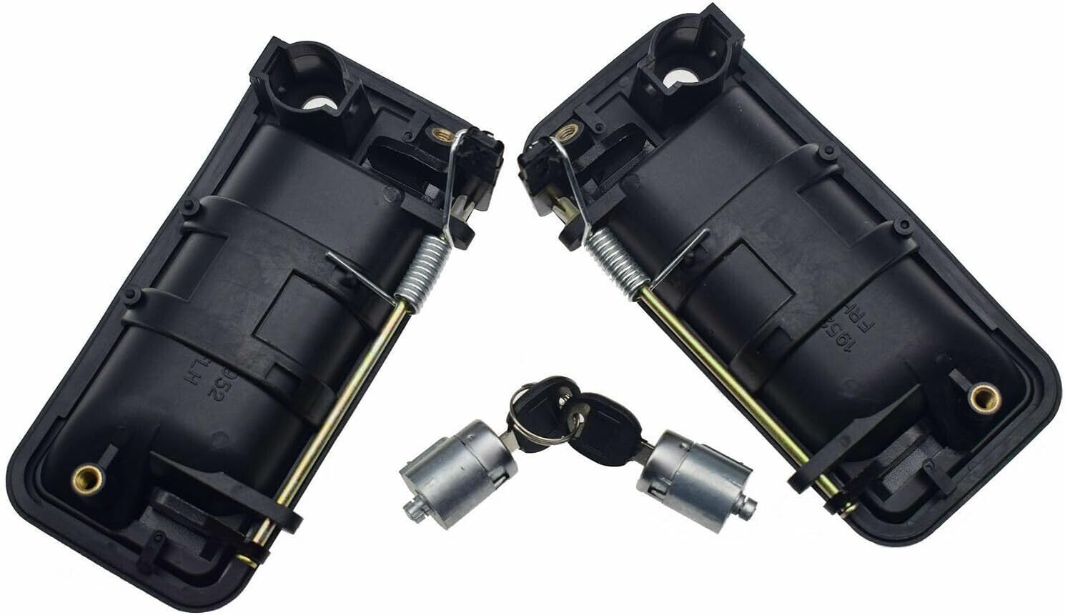 ya 2 8.15 for GMC for Chevrolet Front Black Exterior Door Handle and Lock Cylinder with Key Kit 