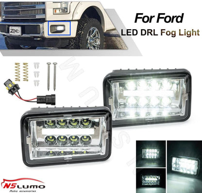 ya 4 8.10 For 2017-23 for Ford F-150 250 350 450 550 Super Duty Bumper LED White DRL Fog Light 