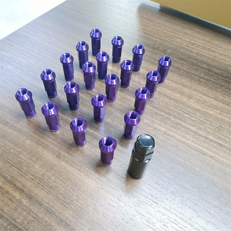 ya 10 9.16 baidi 20pcs M12x1.5 Lug Nuts 48mm Steel Open End Wheel Nuts Bolts w/Socket Key Purple