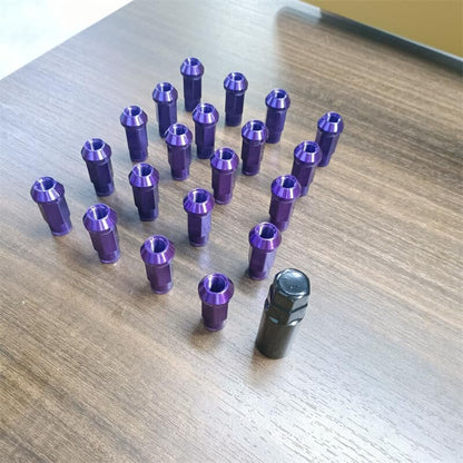 ya 10 9.16 baidi 20pcs M12x1.5 Lug Nuts 48mm Steel Open End Wheel Nuts Bolts w/Socket Key Purple