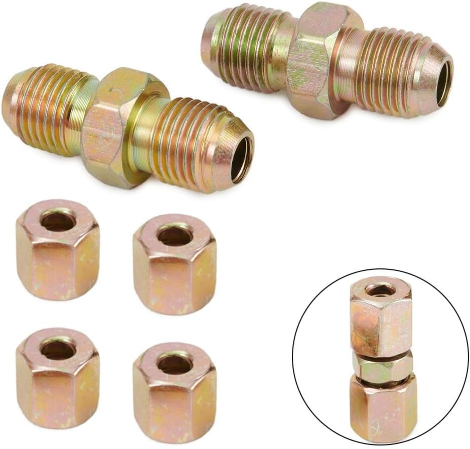 ya 9 10.24 Brake Pipe Unions 6 Pcs Accessories Connectors Fittings For 3/16 Pipe