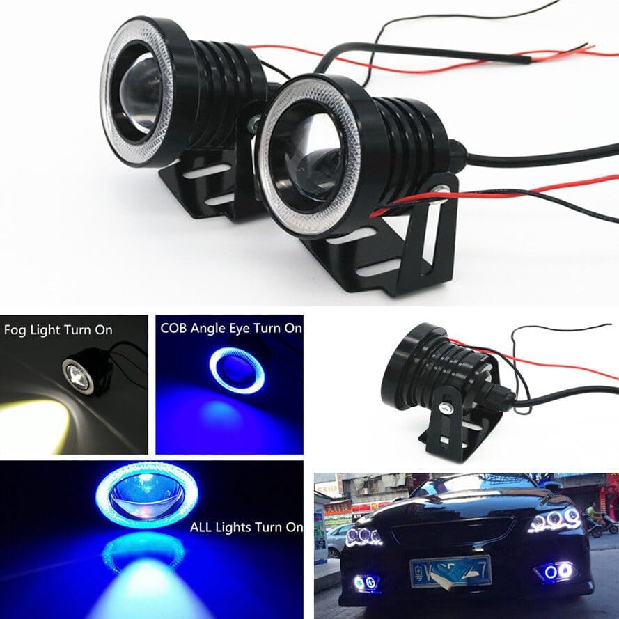 ya 4 8.8 3in Car Angel Eye COB Blue/White Halo Ring DRL Hawkeye LED Fog Driving Light