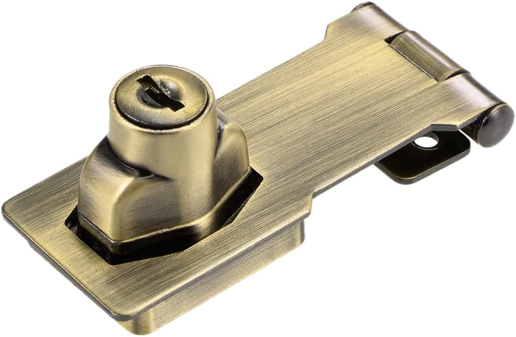 ya 26 10.21 baidi 3-inch Keyed Hasp Locks w Screws for Door Keyed Alike Bronze Tone