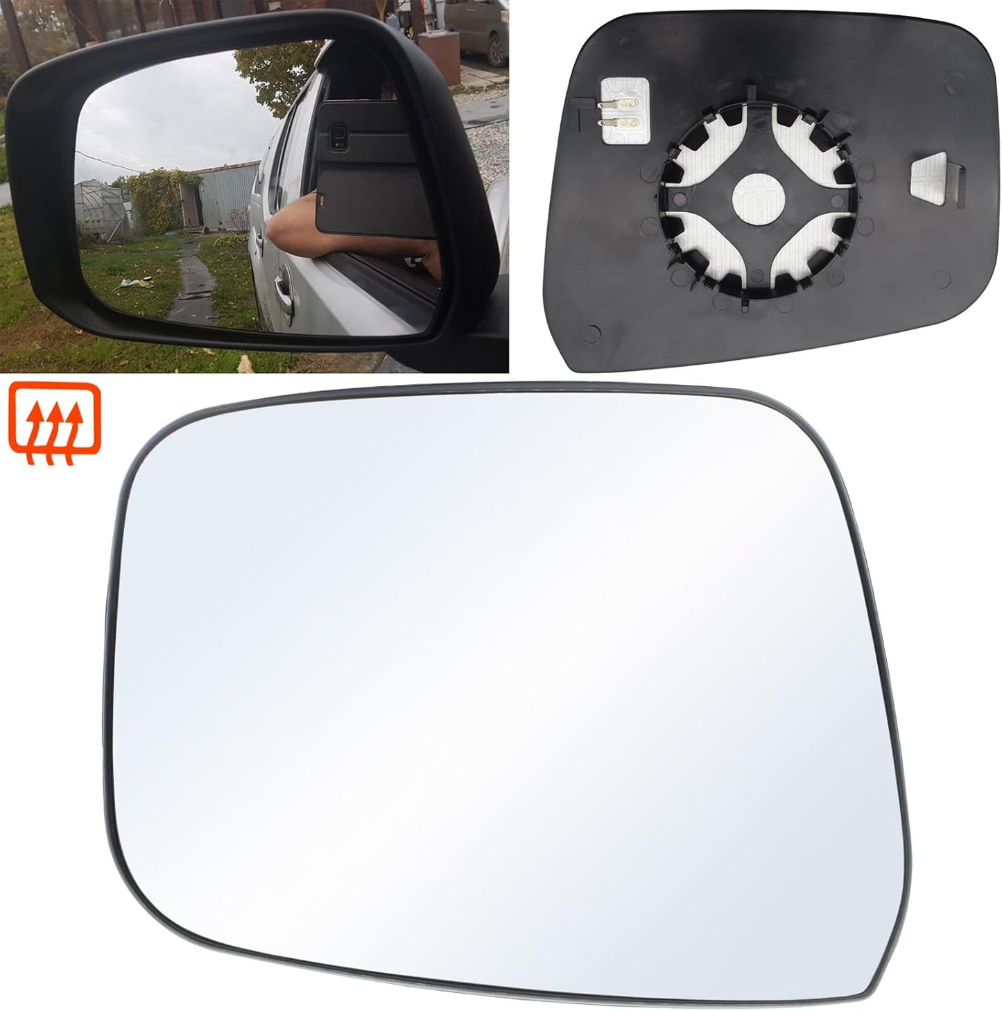 ya 2 8.15 Passenger Side Wing Mirror Glass Heated for Nissan Navara D40 Pathfinder 2007-13