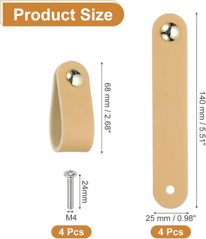ya 26 10.21 baidi 4 Pcs Leather Drawer Pulls Single Hole Leather Handle with Screw Beige