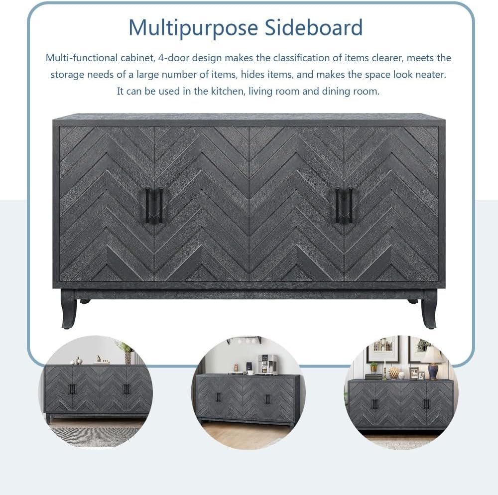 ya 28 10.13 baidi For Entryway Taupe Grey Vintage Buffet Wooden Cabinet,4 ,Storage Sideboard