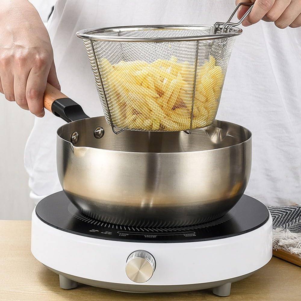 ya 14 9.20 baidi Foldable Slot Dad Small Deep Frying Basket Metal Mesh for Cooking-1