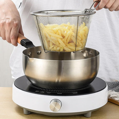 ya 14 9.20 baidi Foldable Slot Dad Small Deep Frying Basket Metal Mesh for Cooking-1