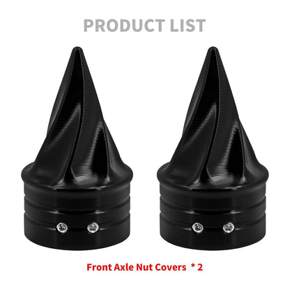 ya 28 10.13 zhengce baidi Black Twisted Spike Front Axle Nut Covers for Harley Touring Electra GLI