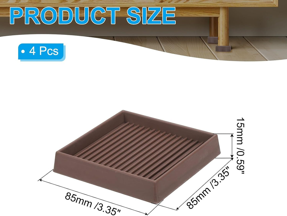 ya 26 10.21 baidi 4 Pack Square Rubber Furniture Pads 3x3 for Furniture Feet, Brown