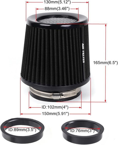 ya 13 9.15 baidi BLACK High Per for MAN ce Cold Air Intake Air Filter 3, 3.5, 4 Inlet, 6.5 Tall