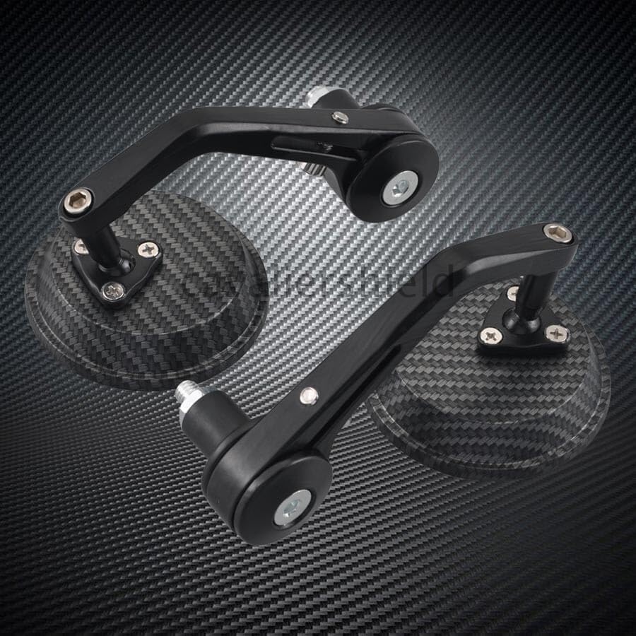 ya 13 9.15 baidi Pair 7/8 22mm Carbon Fiber Motorcycle Round Rearview Handle Bar End Side Mirror