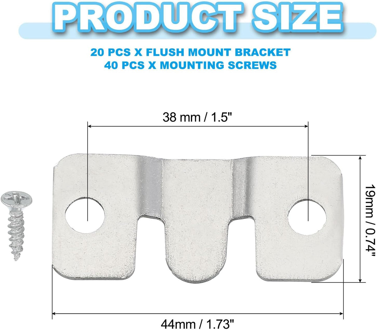 ya 26 10.21 baidi Flush Mount Bracket, 20 Pcs Iron 44x19 mm / 1.73x0.74 inch