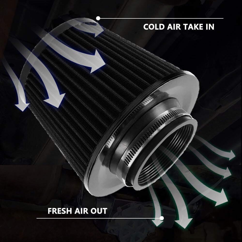 ya 13 9.15 baidi Black 3 High Flow Inlet Dry Air Filter Cold Air Intake Cone Replacement 76mm