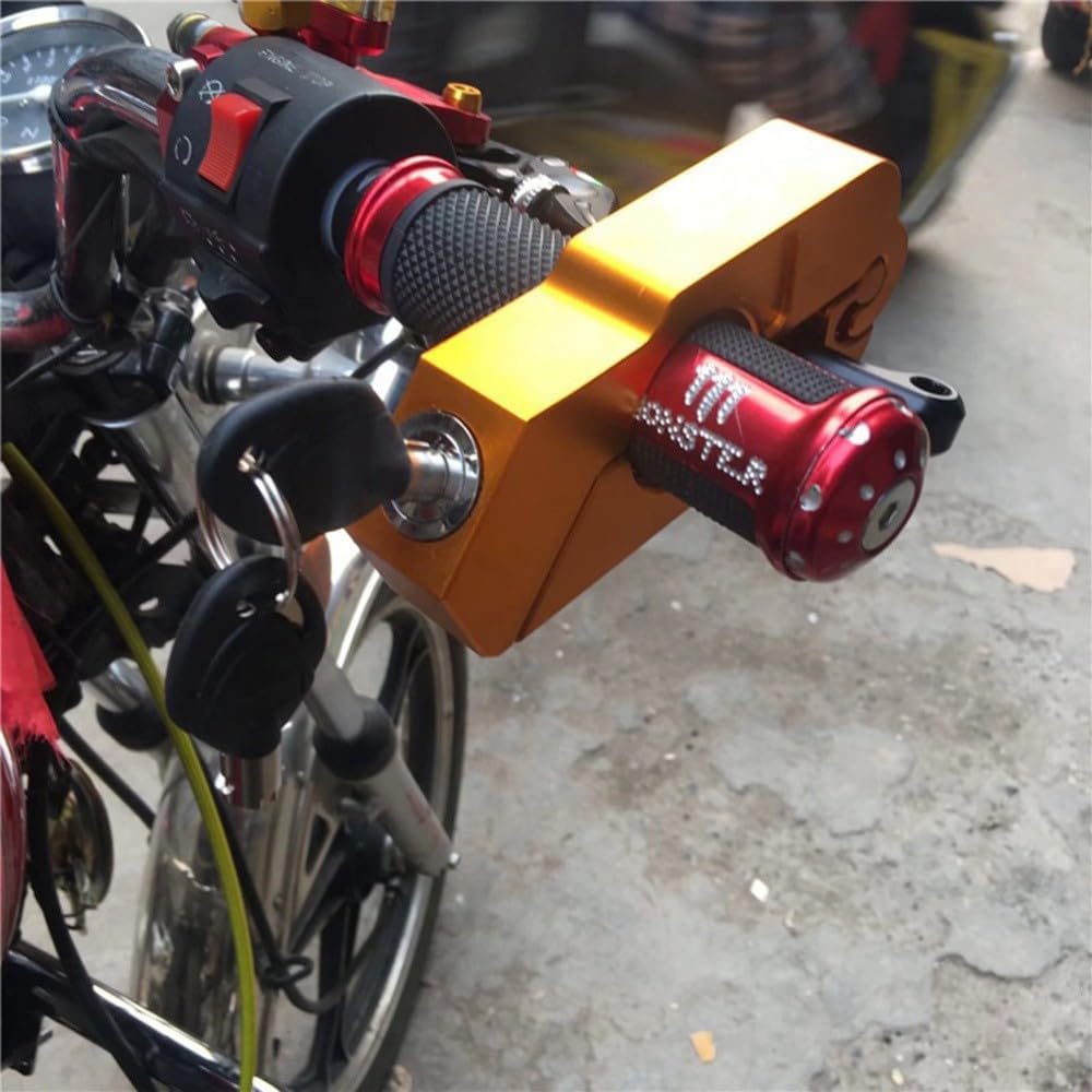 ya 6 8.14 CNC Aluminum Alloy Lock Motorcycle Handlebar Lock For Moving Parts(Golden)