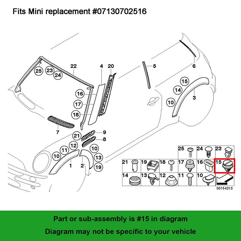 ya 6 8.24 baidi The Number of External Door molding and Wheel Arch Decorative Clips is 20, Suitable for Land Rover for BMW for Mini 