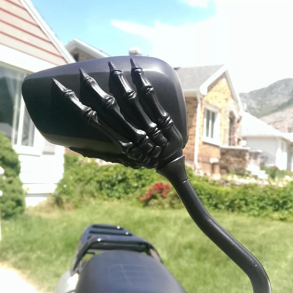 ya 13 9.15 baidi Black Motorcycle 8mm 10mm Skull Hand Side Rearview Mirrors Universal for Yamaha