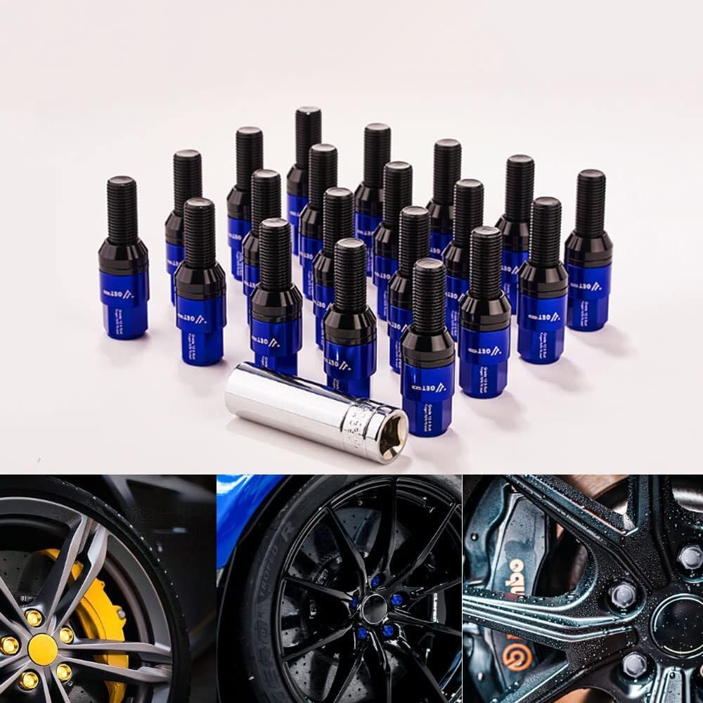 ya 10 9.16 baidi 20 Pack Blue M12x1.25 Wheel Lug Bolts Conical for SEAT Pegs 28mm Shank for Jeep for Chrysler -