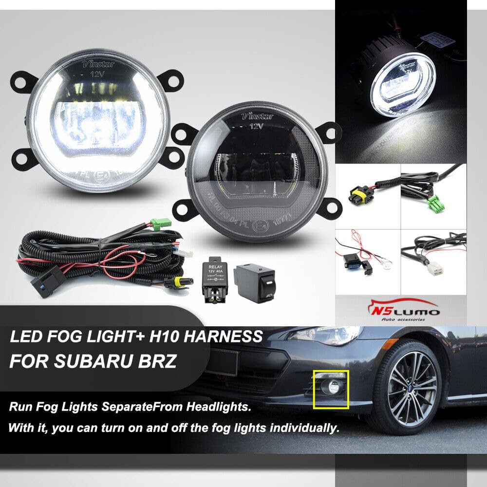 ya 7 8.24 baidi LED DRL fog light with H10 switch relay wiring harness for 17-20 for Subaru BRZ