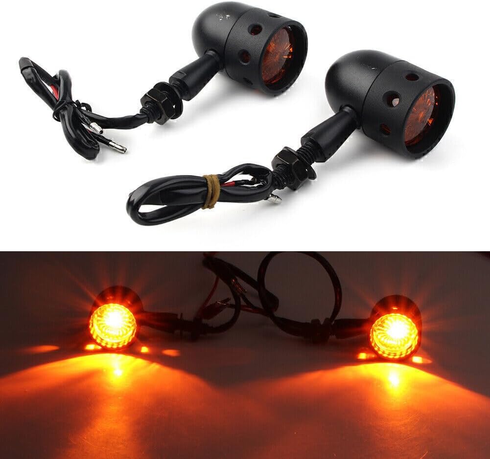 ya 6 8.14 Style Retro Motorcycle Turn Signals Amber Indicator Lights Universal